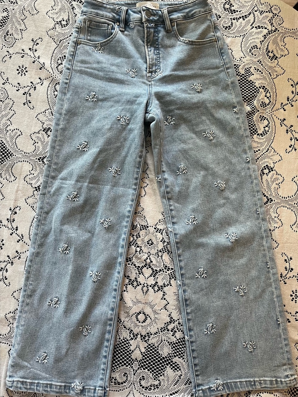 Aiden & Oak High Rise Risen Embroidered Straight Leg Jeans size 26 (size 3)